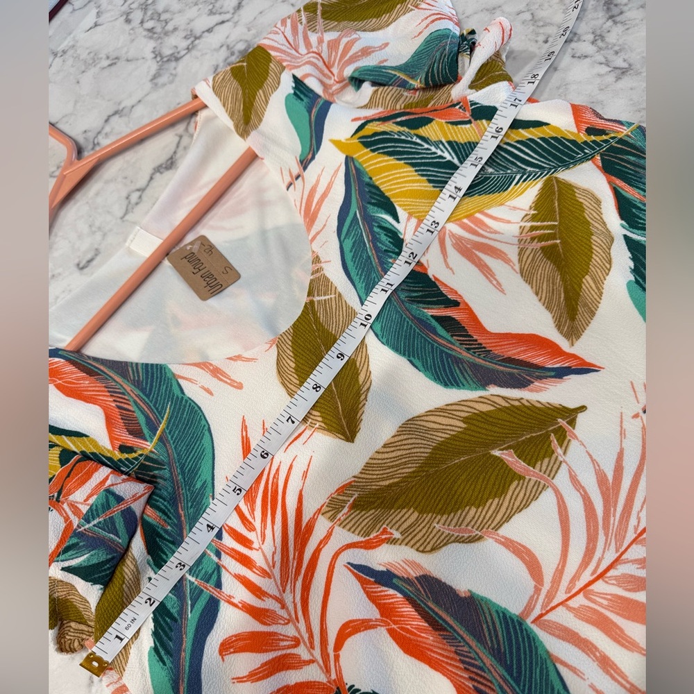 Urban Found NEW Mini Dress Small Tropical Leaf Print V Neck‎ Short Sleeve - Picture 4 of 7